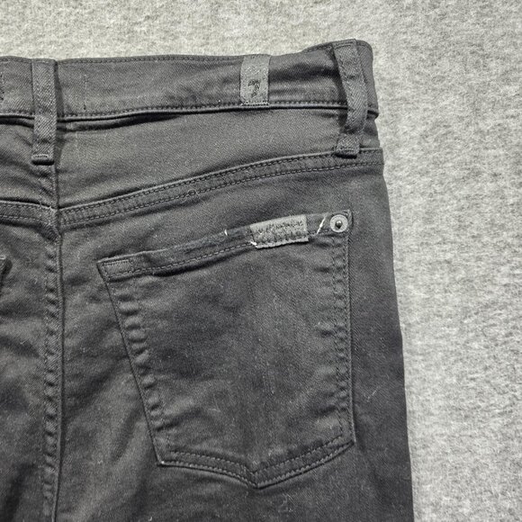 7 For All Mankind Jeans Womens 27 Black High Waist Slim Kick Distressed Ripped - Picture 4 of 12